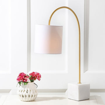 Fisher 25" Marble/Brass LED Table Lamp - JONATHAN Y